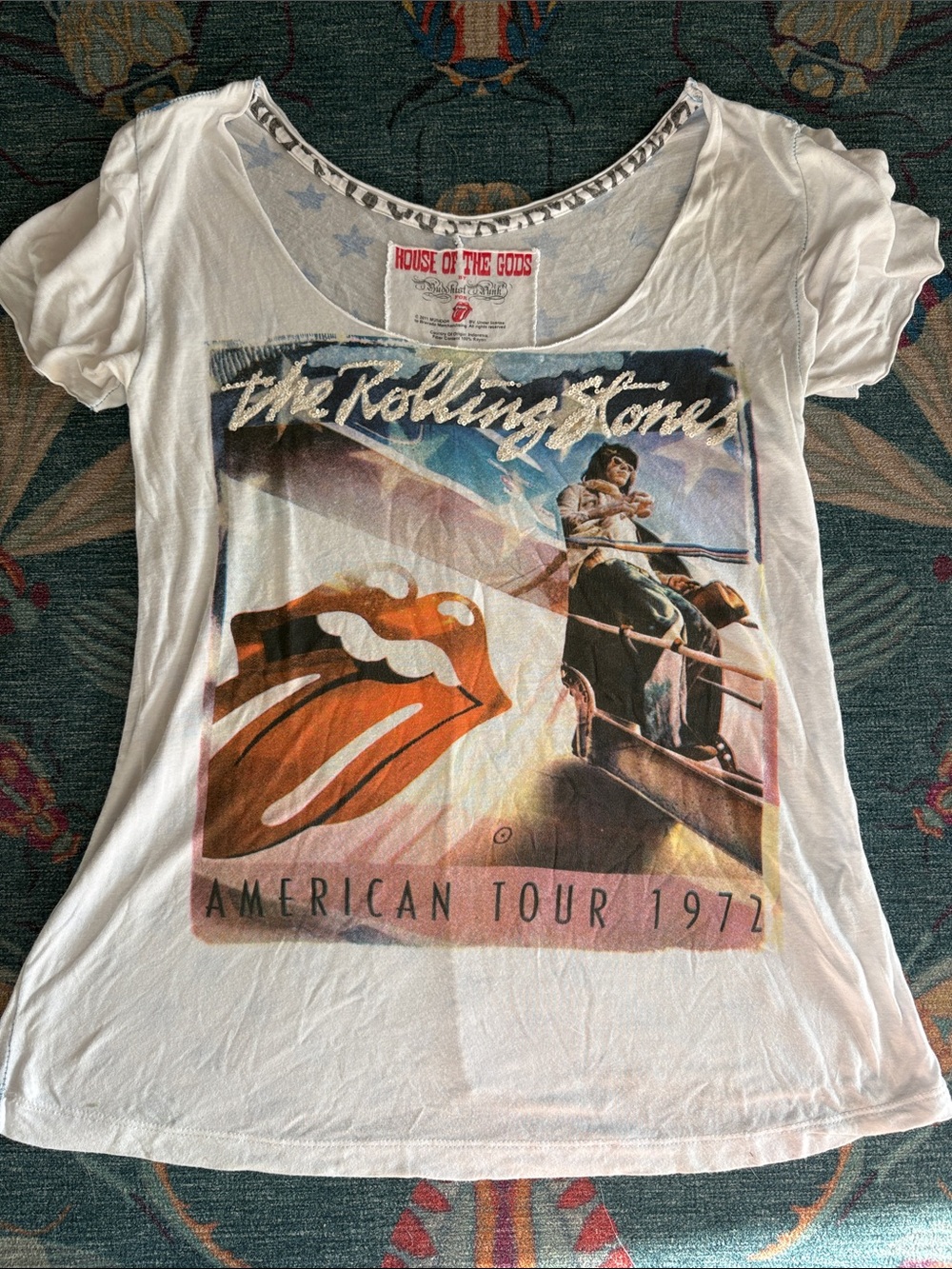Super cute vintage House of Gods Rolling Stones raw hem t shirt S